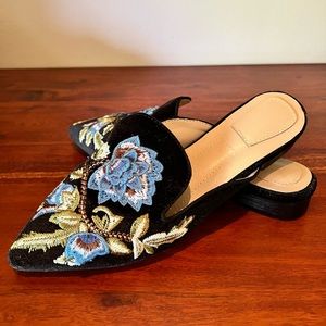 Embroidered Floral Mule